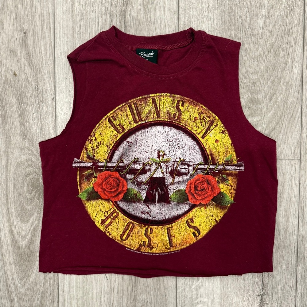 Bravado Burgundy Guns N' Roses Crop Top size small, concert style tee